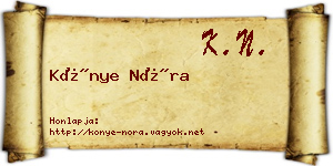 Könye Nóra névjegykártya